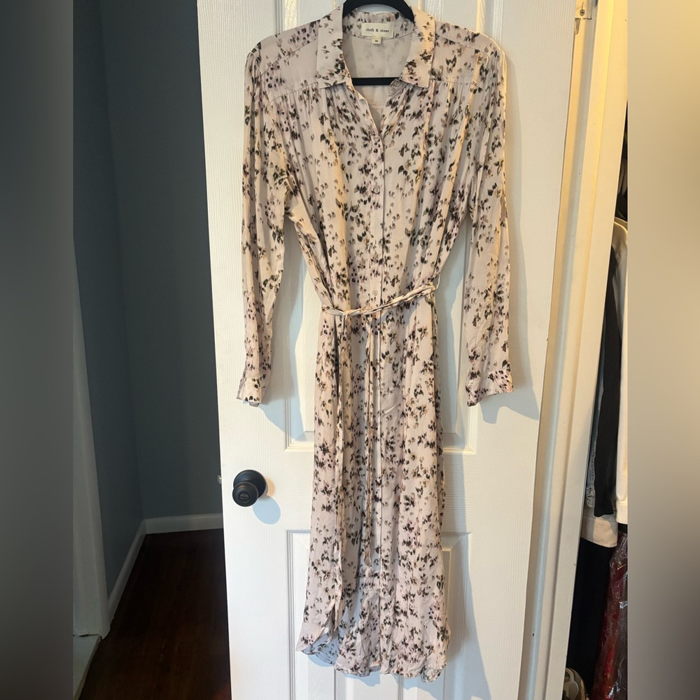 Cloth & Stone Floral Blouse with Ruffle Collar